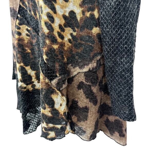 Ali Miles Petite Womens Leopard Print Mixed Media Lagenlook Light Sweater sz PL - Picture 8 of 16